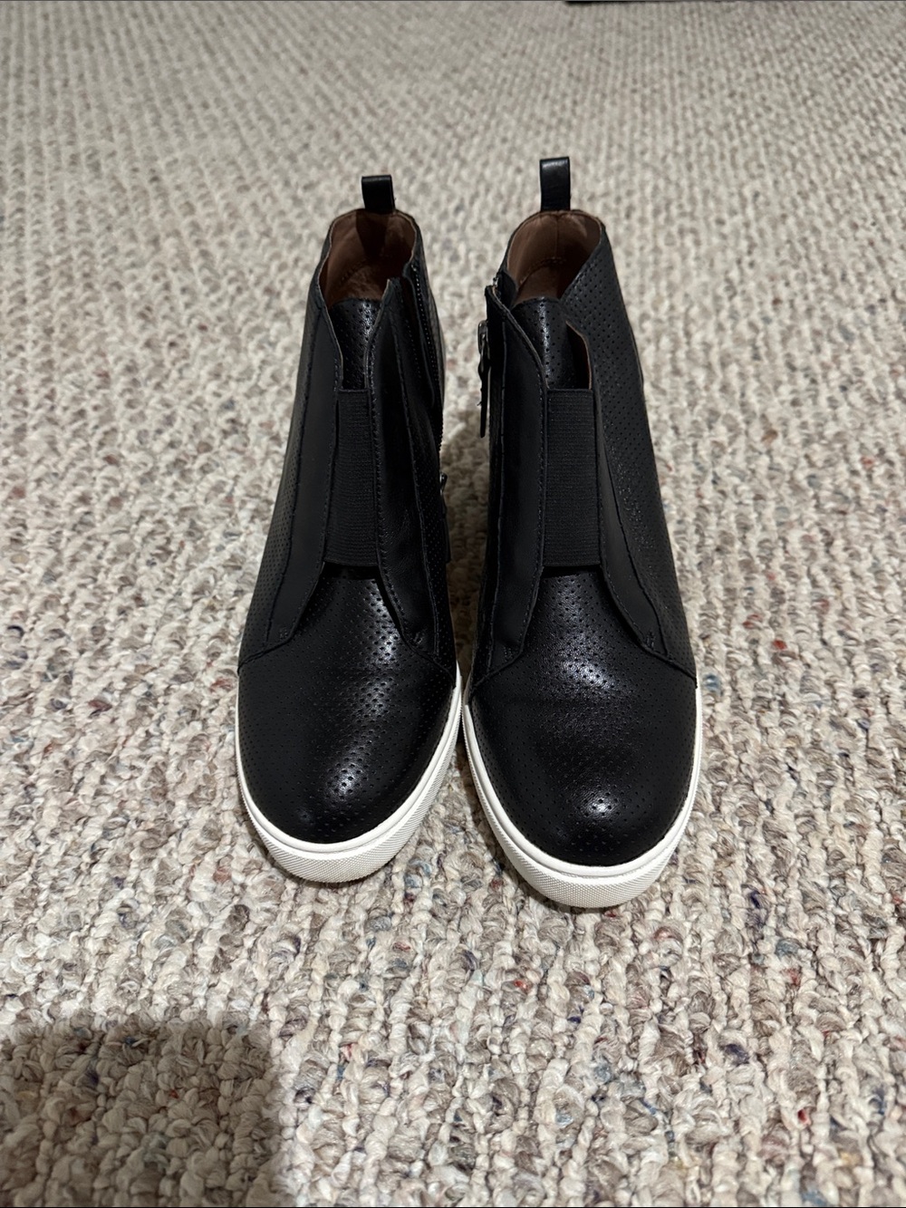 Paolo Black Perforated Leather High-Top Slip-On Sneakers with White Sole